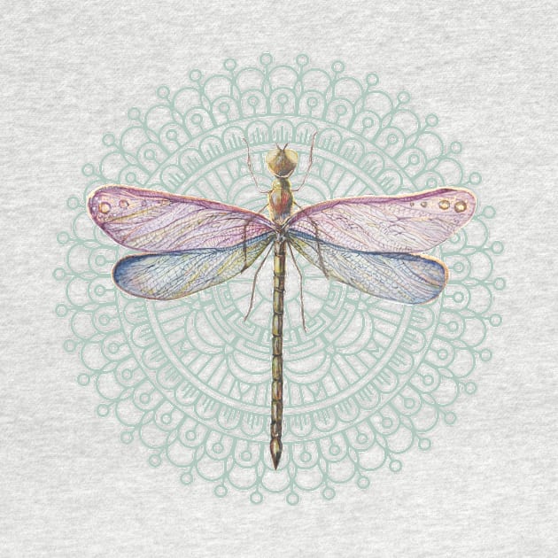 Dragonfly on mandala by Unelmoija